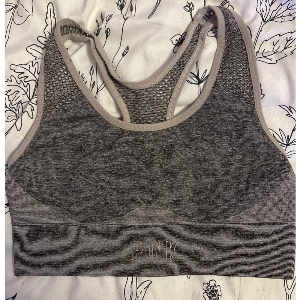 Victoria's Secret PINK Sport‎ Grey Seamless Lightly Lined Microfiber Bra, XS